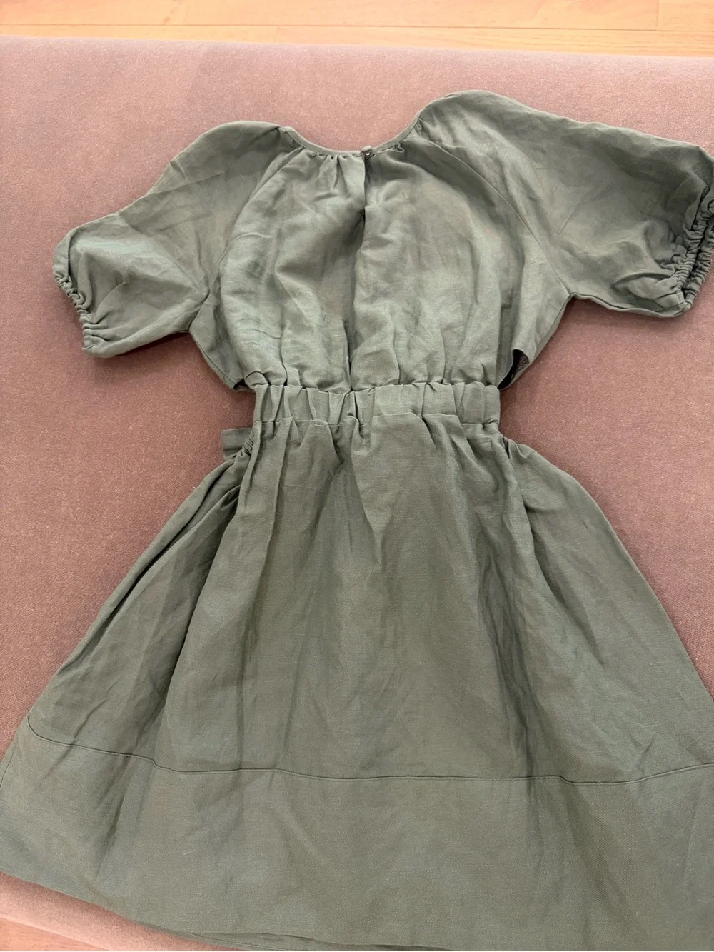 Bardot Olive Green Tie-Waist Cotton Dress